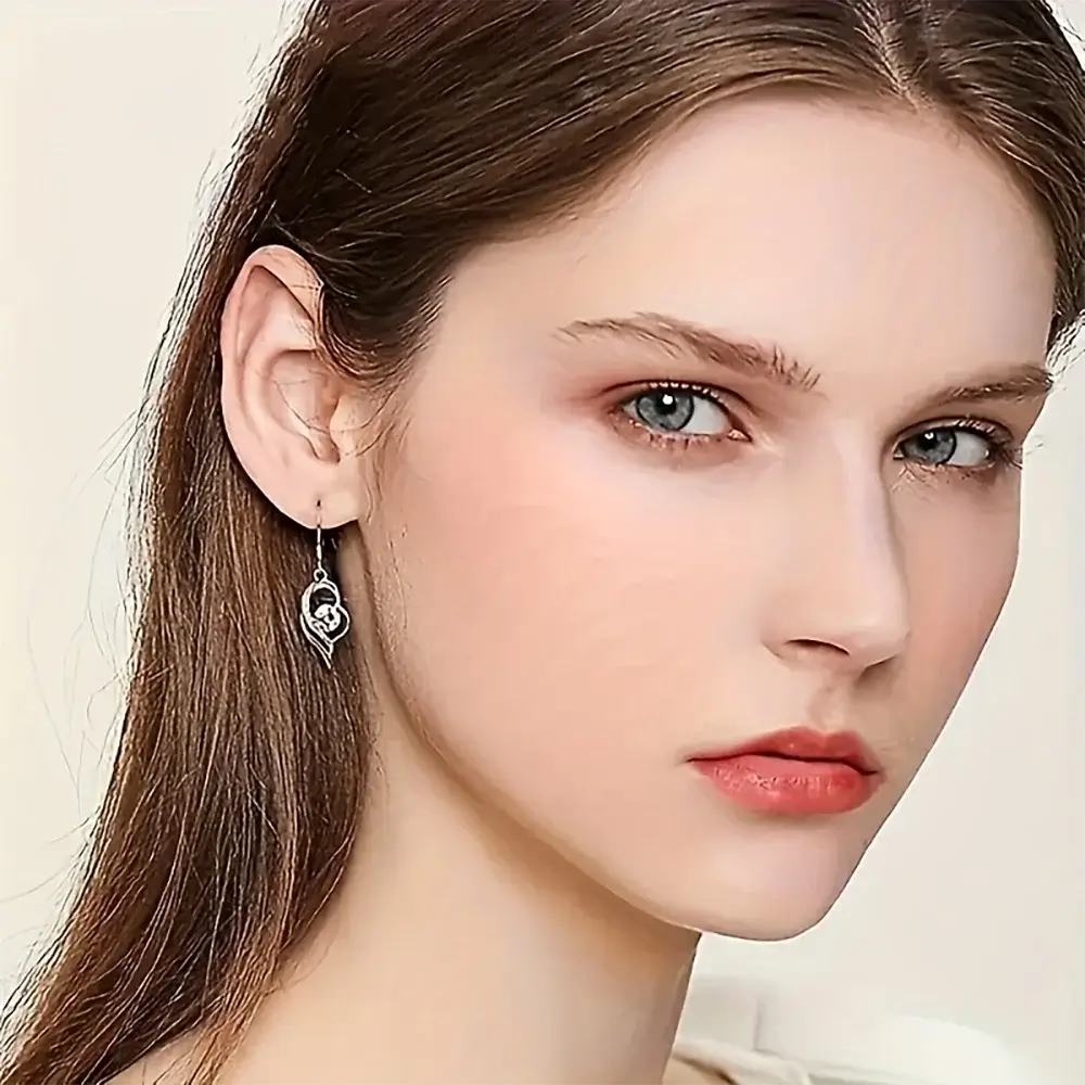 Moissanite Heart Earrings 925 Sterling Silver – 0.5CT Ocean Blue Heart Studs Gift for Her - Hadi Craft