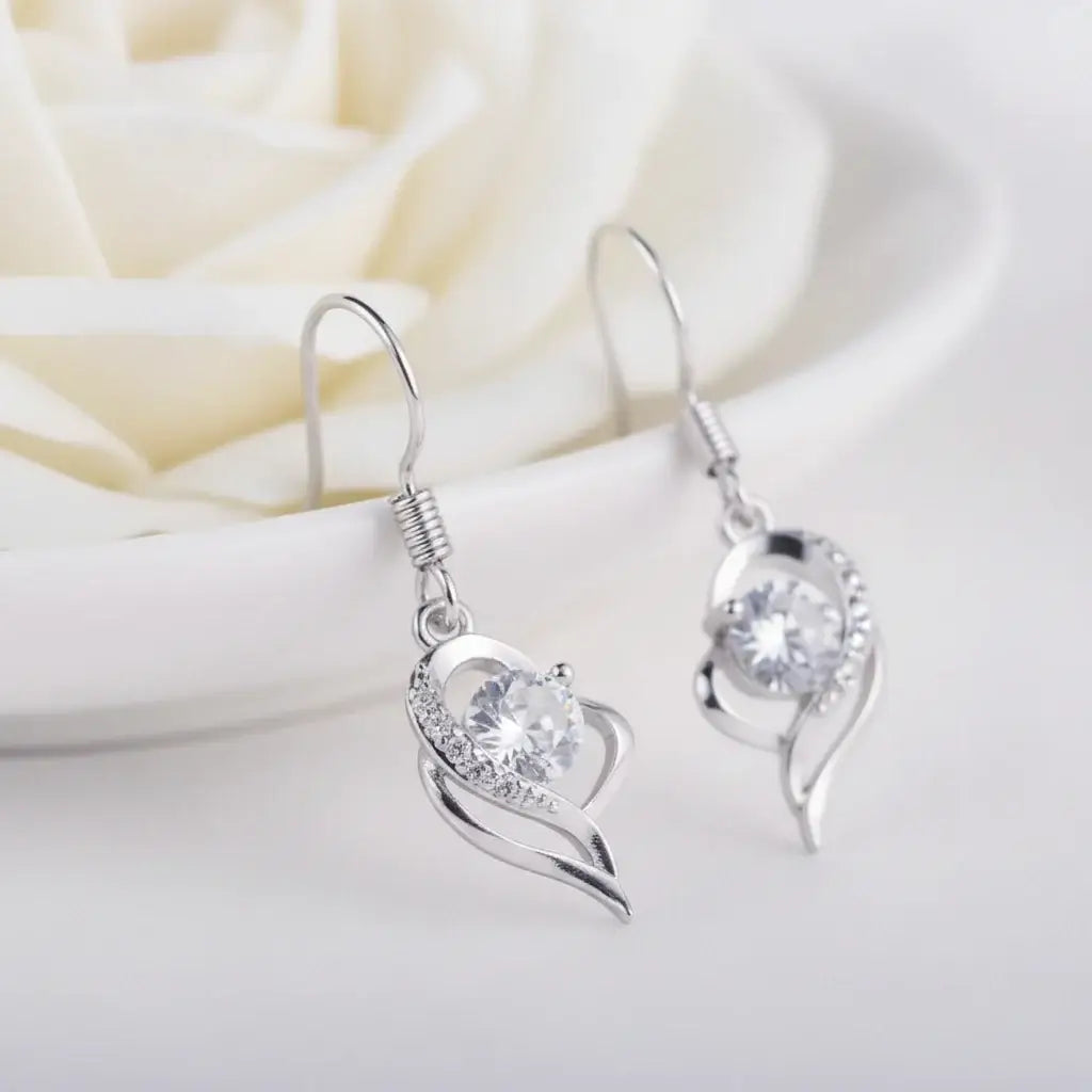 Moissanite Heart Earrings 925 Sterling Silver – 0.5CT Ocean Blue Heart Studs Gift for Her - Hadi Craft