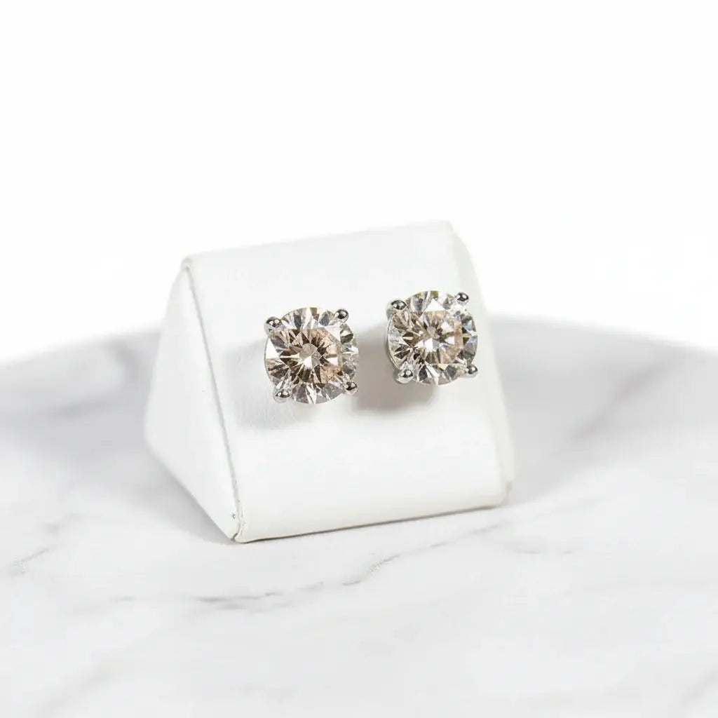 Moissanite Stud Earrings 925 Sterling Silver – 0.5–1CT Four Prong Diamond Look Earrings for Women - Hadi Craft