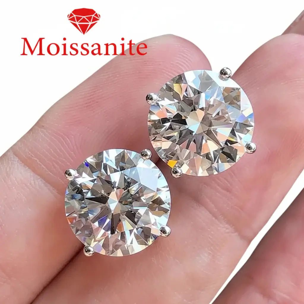 Moissanite Stud Earrings 925 Sterling Silver – 0.5–1CT Four Prong Diamond Look Earrings for Women - Hadi Craft