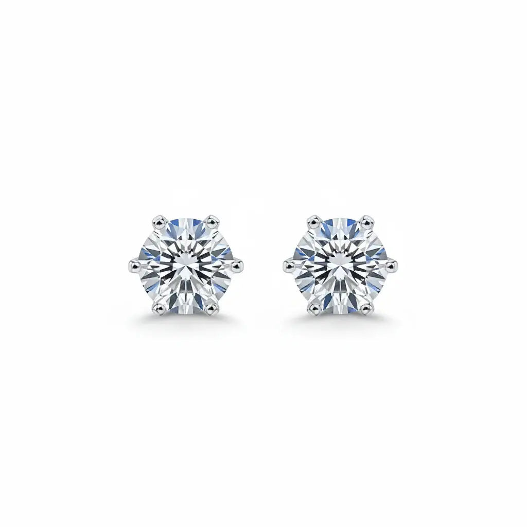 Moissanite Stud Earrings 925 Sterling Silver – D Color VVS1 Round Cut Diamond Look Earrings for Women & Men - Hadi Craft