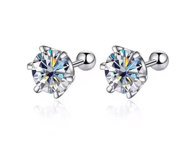 Moissanite Stud Earrings 925 Sterling Silver – D Color VVS1 Round Cut Diamond Look Earrings for Women & Men - Hadi Craft