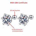 Moissanite Stud Earrings 925 Sterling Silver – D Color VVS1 Round Cut Diamond Look Earrings for Women & Men - Hadi Craft