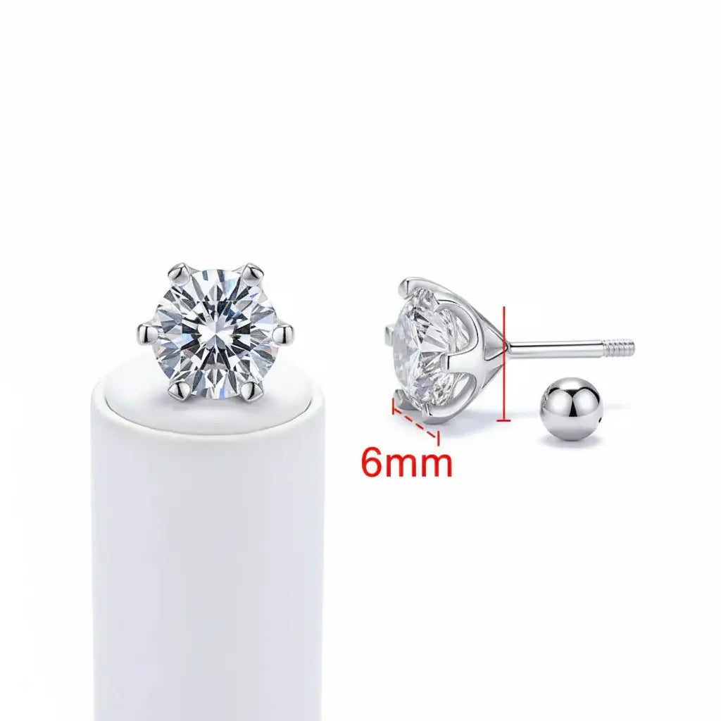 Moissanite Stud Earrings 925 Sterling Silver – D Color VVS1 Round Cut Diamond Look Earrings for Women & Men - Hadi Craft