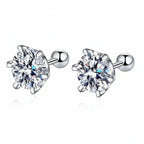 Moissanite Stud Earrings 925 Sterling Silver – D Color VVS1 Round Cut Diamond Look Earrings for Women & Men - Hadi Craft