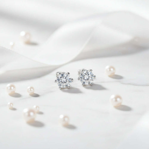 Moissanite Stud Earrings by Hadi Craft USA | 0.5 Carat