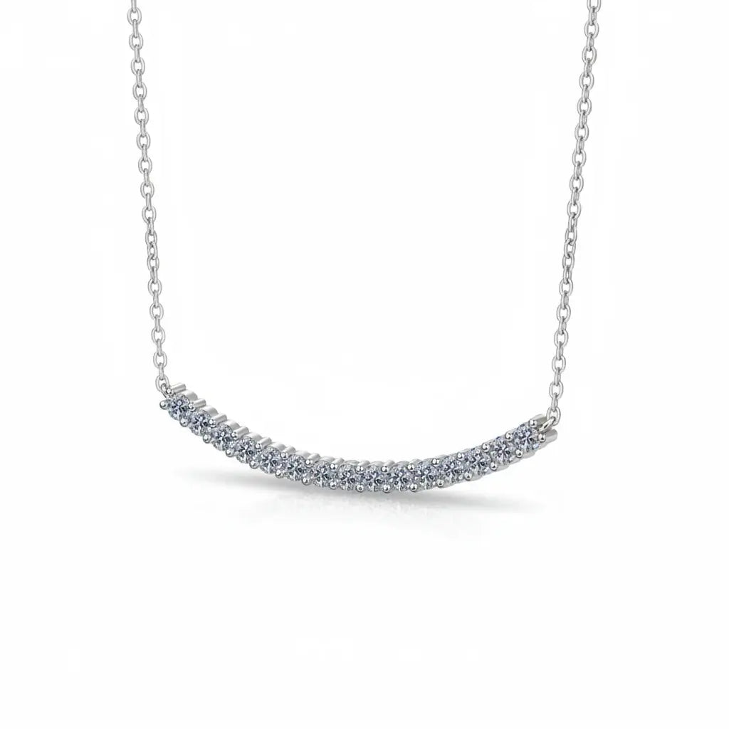 Moissanite bar Pendant Necklace, Stone Diamond Simple Balance - Hadi Craft