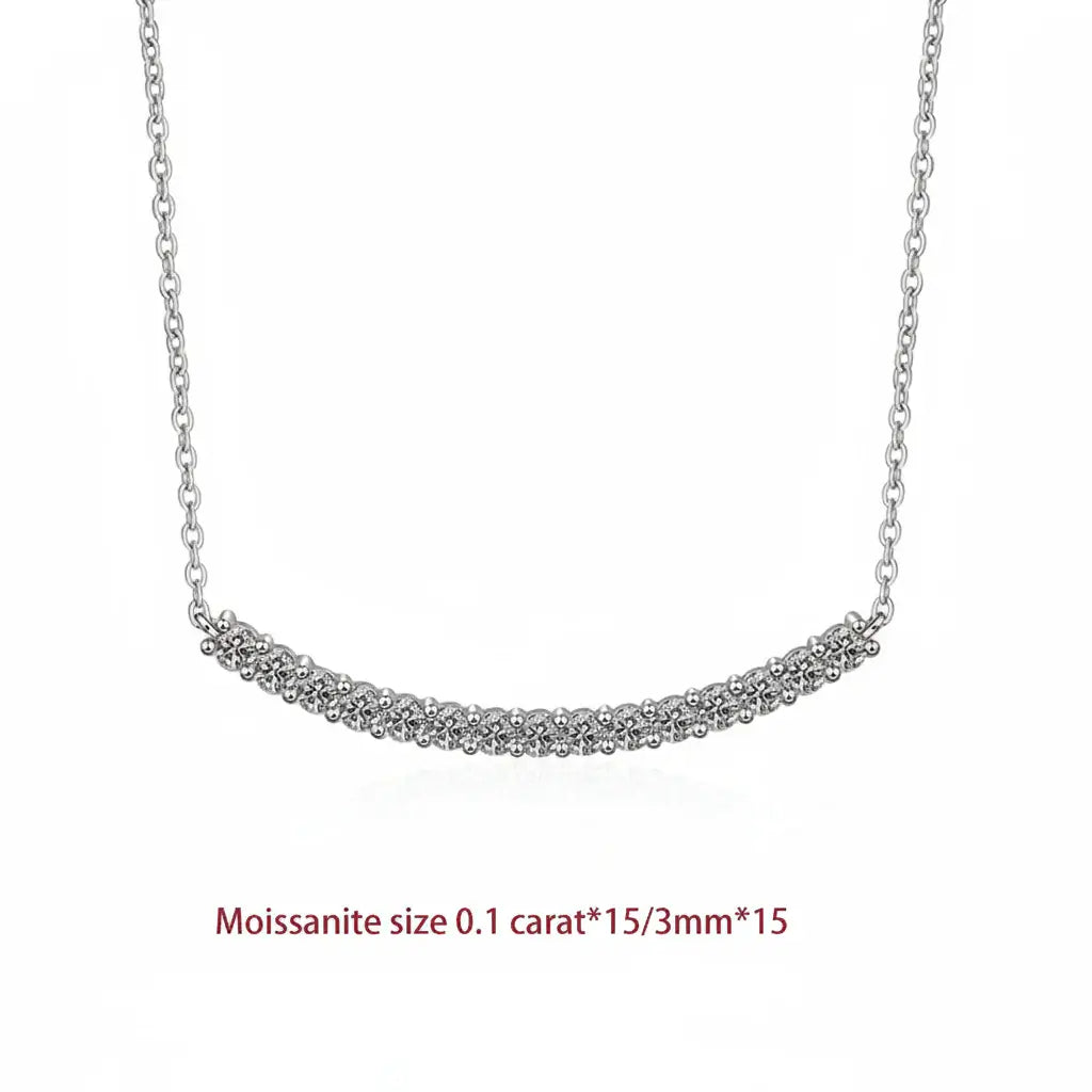 Moissanite bar Pendant Necklace, Stone Diamond Simple Balance - Hadi Craft