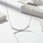 Moissanite bar Pendant Necklace, Stone Diamond Simple Balance - Hadi Craft