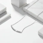 Moissanite bar Pendant Necklace, Stone Diamond Simple Balance - Hadi Craft