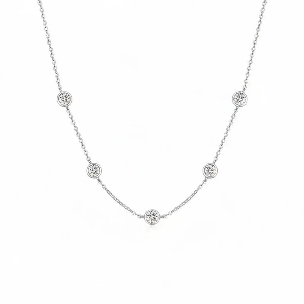 Moissanite bubble set necklace 925 Sterling Silver Moissanite - Hadi Craft