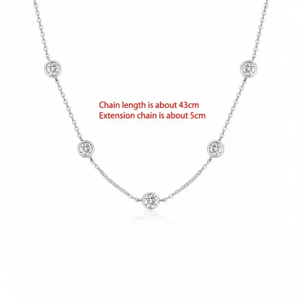 Moissanite bubble set necklace 925 Sterling Silver Moissanite - Hadi Craft
