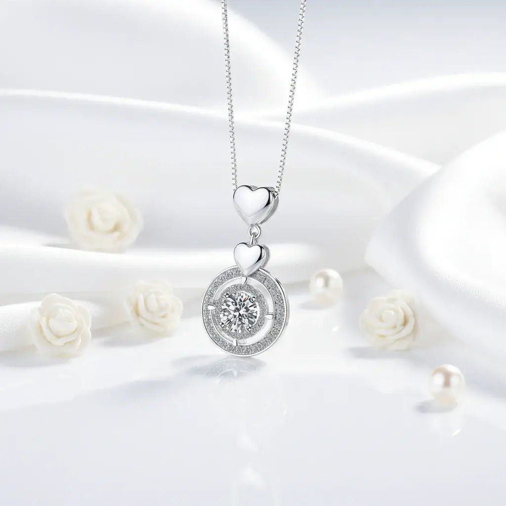 Moissanite diamond pendant necklace 1CT S925 Fine Jewelry - Hadi Craft