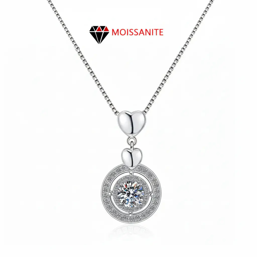 Moissanite diamond pendant necklace 1CT S925 Fine Jewelry - Hadi Craft