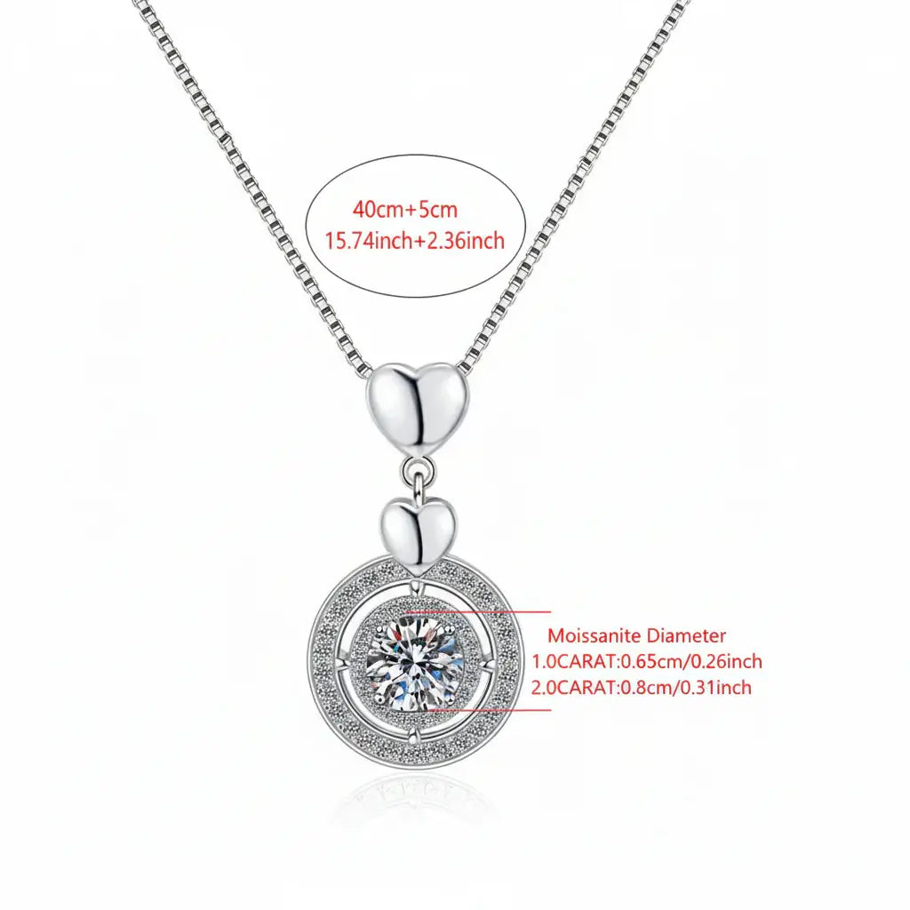 Moissanite diamond pendant necklace 1CT S925 Fine Jewelry - Hadi Craft