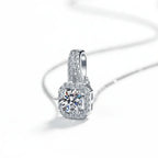 Moissanite diamond pendant necklace Rhodium Plated 925 Silver - Hadi Craft