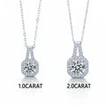 Moissanite diamond pendant necklace Rhodium Plated 925 Silver - Hadi Craft