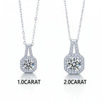 Moissanite diamond pendant necklace Rhodium Plated 925 Silver - Hadi Craft