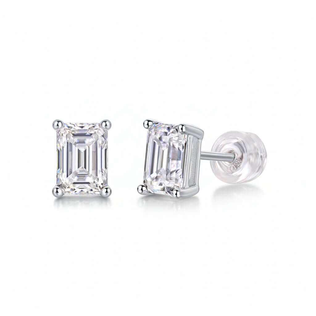 Moissanite diamond stud earrings Studs Set With Mosan Diamond Silver - Hadi Craft