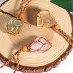 Natural Crystal Healing Necklace – Raw Gemstone Pendant Adjustable Cord for Women & Men - Hadi Craft