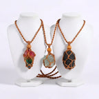 Natural Crystal Healing Necklace – Raw Gemstone Pendant Adjustable Cord for Women & Men - Hadi Craft