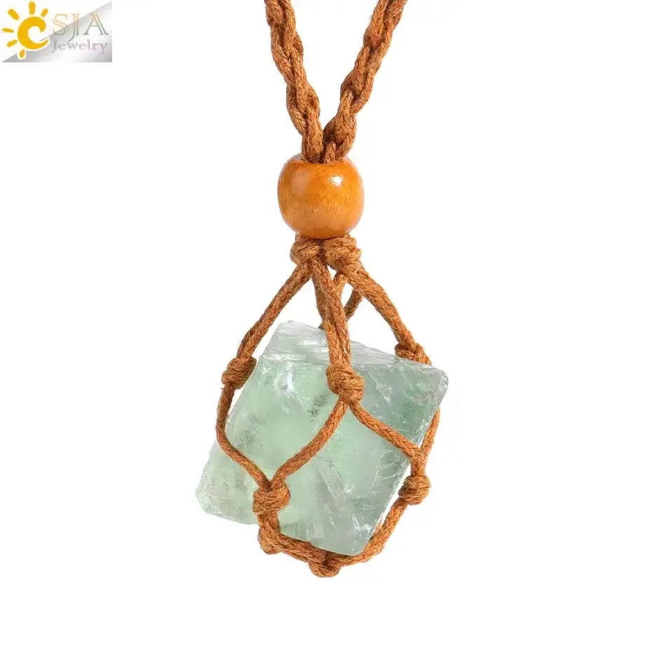 Natural Crystal Healing Necklace – Raw Gemstone Pendant Adjustable Cord for Women & Men - Hadi Craft