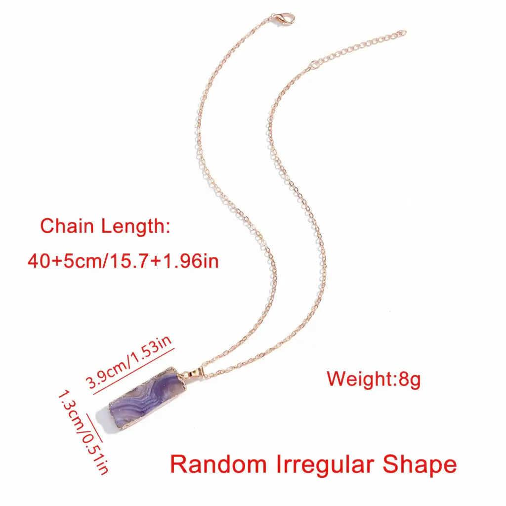 Natural Galaxy Stone Necklace Irregular Purple Crystal Long Bar Pendant - Hadi Craft