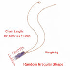 Natural Galaxy Stone Necklace Irregular Purple Crystal Long Bar Pendant - Hadi Craft