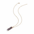 Natural Galaxy Stone Necklace Irregular Purple Crystal Long Bar Pendant - Hadi Craft