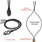 Natural Gemstone Crystal Necklace – Handwoven Stone Holder Adjustable Cord Pendant for Women & Men - Hadi Craft