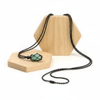 Natural Gemstone Crystal Necklace – Handwoven Stone Holder Adjustable Cord Pendant for Women & Men - Hadi Craft
