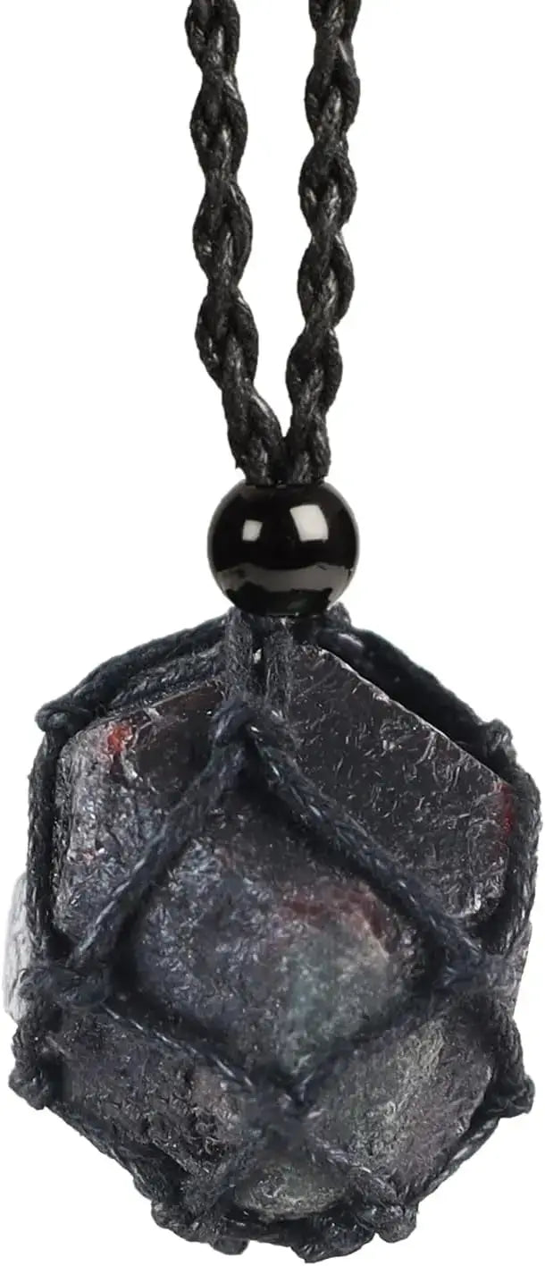 Natural Gemstone Crystal Necklace – Handwoven Stone Holder Adjustable Cord Pendant for Women & Men - Hadi Craft