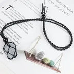 Natural Gemstone Crystal Necklace – Handwoven Stone Holder Adjustable Cord Pendant for Women & Men - Hadi Craft