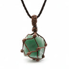Natural Stone Mesh Pocket Necklace – Crystal Agate Handmade Adjustable Pendant Jewelry - Hadi Craft