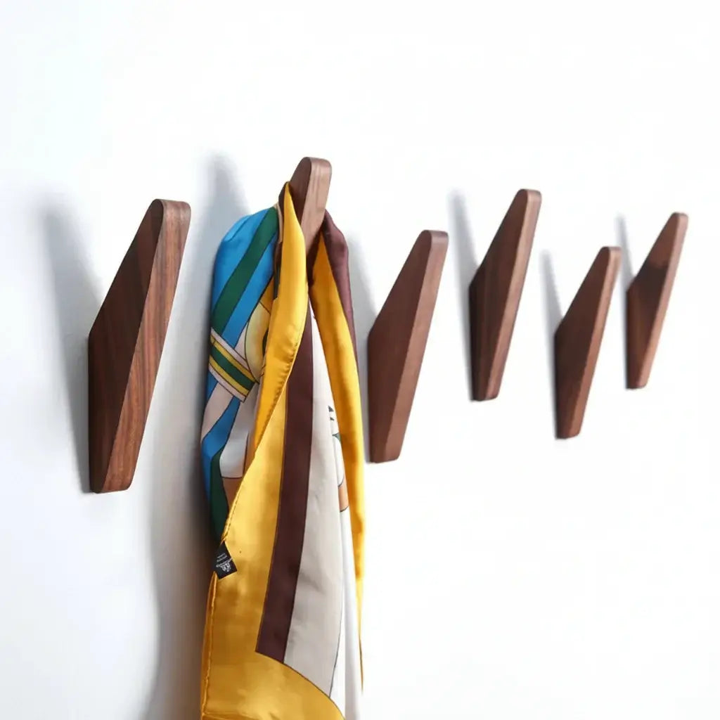 Natural Wood Wall Hook – Oak/Walnut Coat & Key Holder Hanger - Hadi Craft