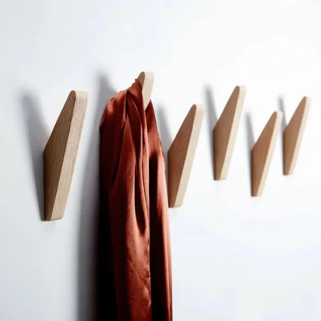 Natural Wood Wall Hook – Oak/Walnut Coat & Key Holder Hanger - Hadi Craft