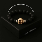 Natural black Lava and white skull stone Bead Bracelet - Hadi Craft
