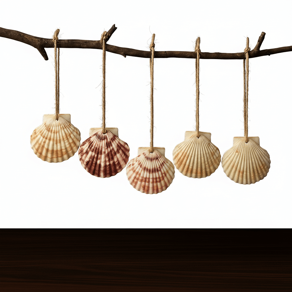 Natural scallop shell ornaments Sea Shells With Rope for Home Decor - Hadi Craft