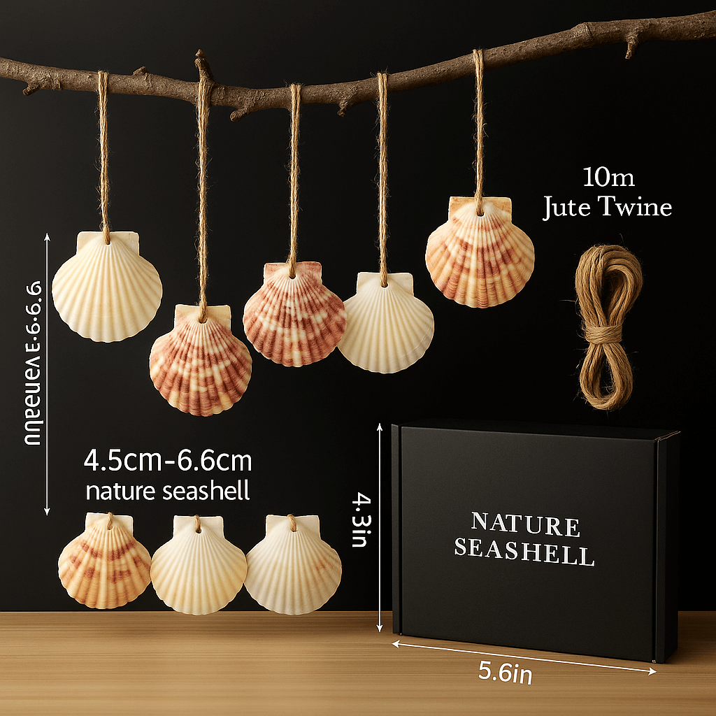 Natural scallop shell ornaments Sea Shells With Rope for Home Decor - Hadi Craft