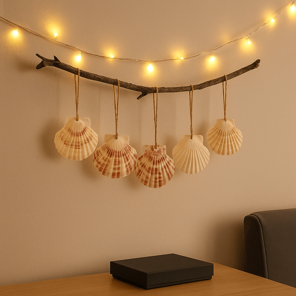 Natural scallop shell ornaments Sea Shells With Rope for Home Decor - Hadi Craft