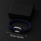 Navy Blue Rope Bracelet – Minimalist Men’s Nautical Bracelet with Stainless Steel Clasp - Hadi Craft