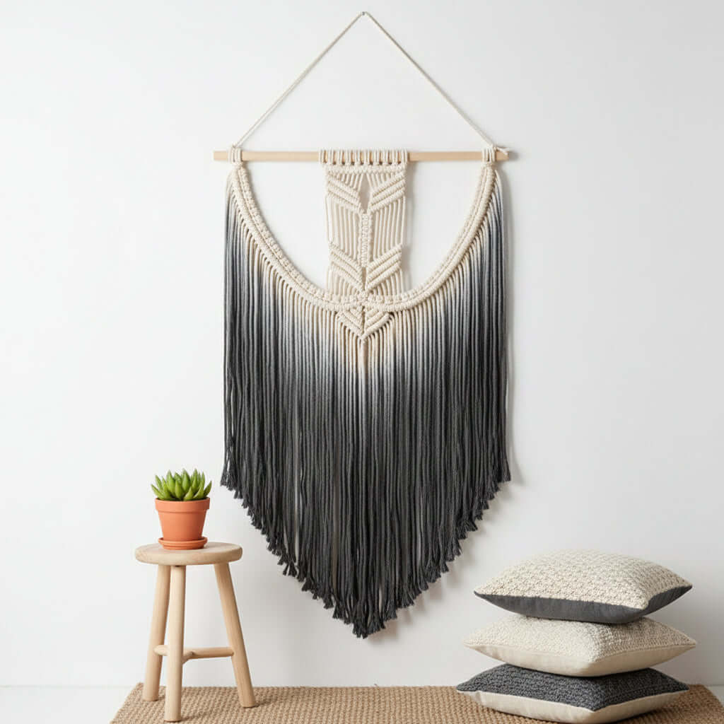 Nordic Boho Wall Hanging – Handmade Wooden Tapestry Decor - Hadi Craft