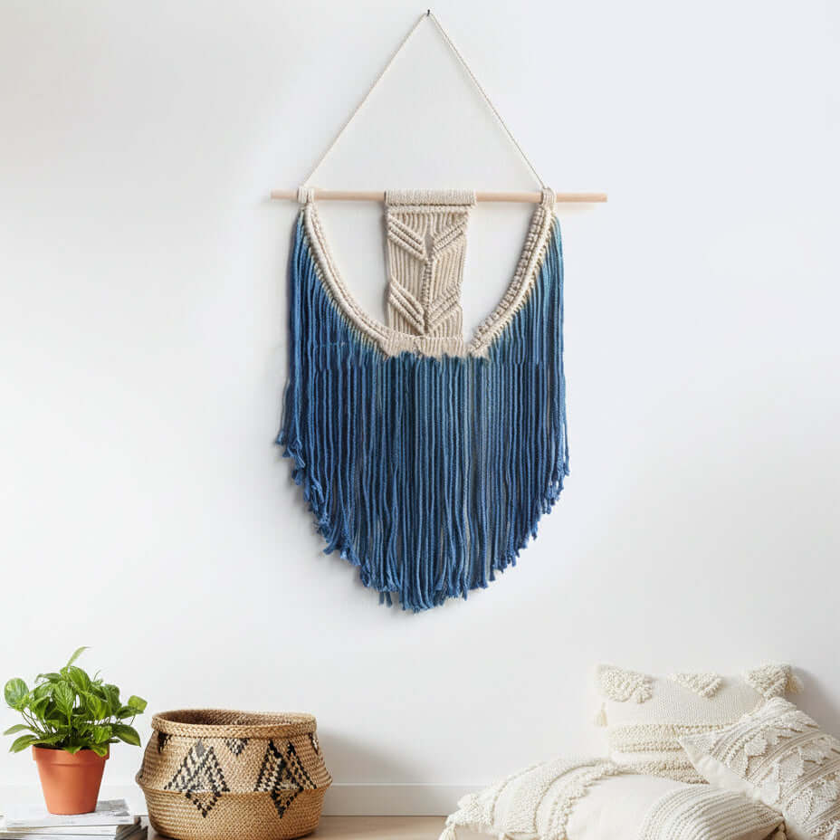Nordic Boho Wall Hanging – Handmade Wooden Tapestry Decor - Hadi Craft