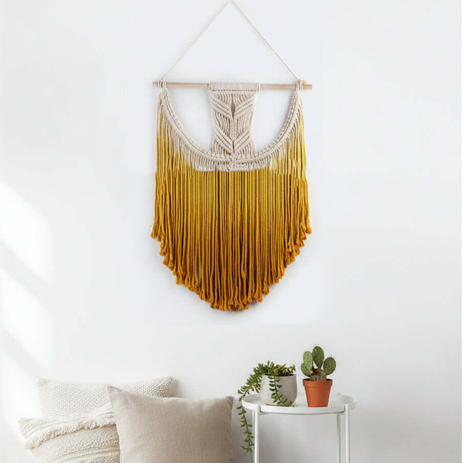 Nordic Boho Wall Hanging – Handmade Wooden Tapestry Decor - Hadi Craft