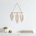 Nordic Boho Woven Wall Hanging – Cotton Macrame Decor with Leaf & Crescent Design - Hadi Craft