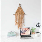 Nordic Macrame Wall Hanging – Boho Cotton Rope Tapestry with Wooden Branch - Hadi Craft