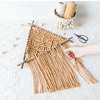 Nordic Macrame Wall Hanging – Boho Cotton Rope Tapestry with Wooden Branch - Hadi Craft