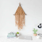 Nordic Macrame Wall Hanging – Boho Cotton Rope Tapestry with Wooden Branch - Hadi Craft