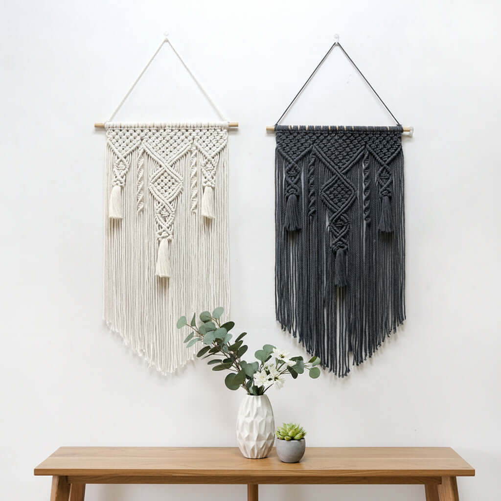 Nordic Macrame Wall Hanging – Cotton Rope Woven Tapestry Boho Home Decor - Hadi Craft