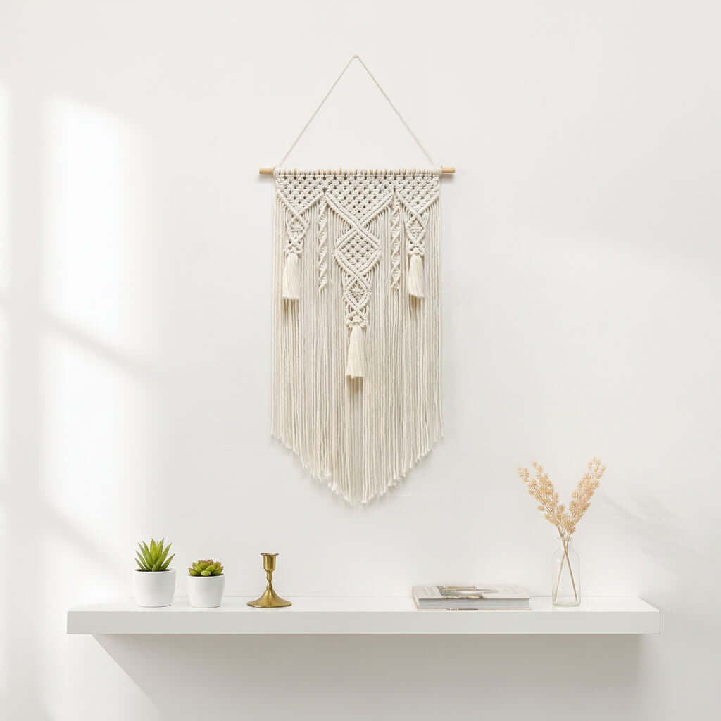 Nordic Macrame Wall Hanging – Cotton Rope Woven Tapestry Boho Home Decor - Hadi Craft